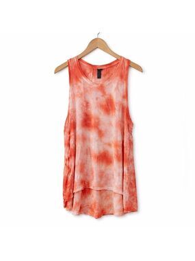 Sweaty Betty Coral Tie Dye Tunic Tank Top High Low Hem Sleeveless XL Athleisure